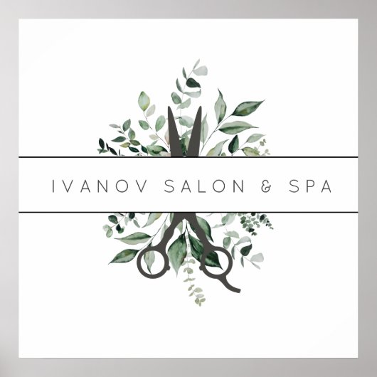 Modern Foliage Salon Scissance Logo Poster (Vorne)