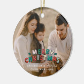 Modern foliage wreath photo Christmas Keramik Ornament (Links)
