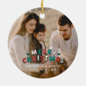 Modern foliage wreath photo Christmas Keramik Ornament (Hinten)