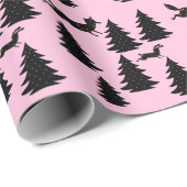 Modern Folktale Schwarzer Weihnachtsbaum Woodland Geschenkpapier (Rolleneckpunkt)