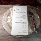 Modern Food Course Dinner Black and White Wedding Menükarte