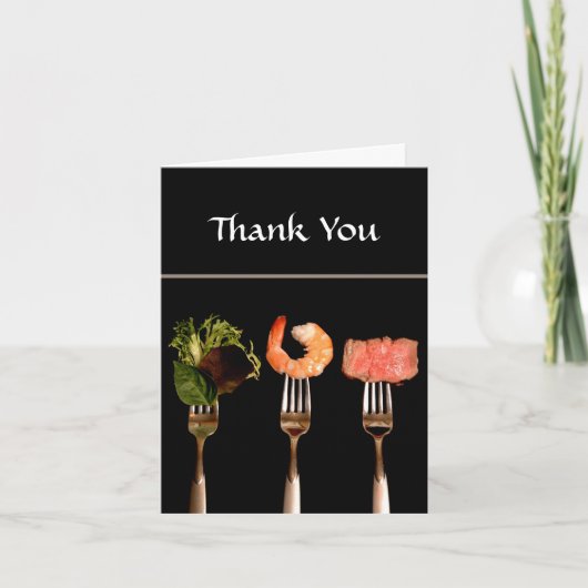 Modern Food on Fork Dinner Party Danke Karte (Vorderseite)