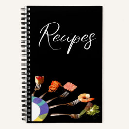 Modern Food on Forks Recipe Spirituosen Notebook Notizblock
