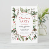 Modern Forest Berry Pinecone Weihnachtsgebäck Part Einladung (Stehend Vorderseite)