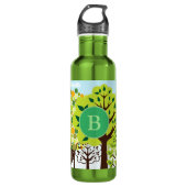 Modern Forest Garden Art Monogram Green Nature Edelstahlflasche (Vorderseite)