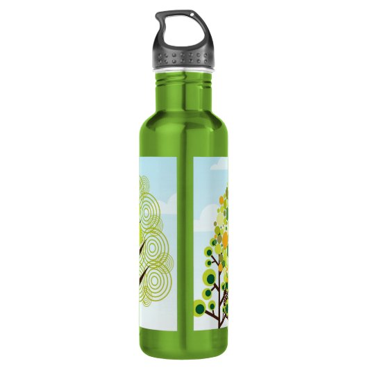 Modern Forest Garden Art Monogram Green Nature Edelstahlflasche (Rückseite)