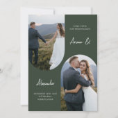 Modern Forest Green Foto Arch Wedding Save The Date (Vorderseite)