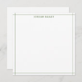 Modern Forest Green Geometric Stationery Square Mitteilungskarte (Vorne/Hinten)