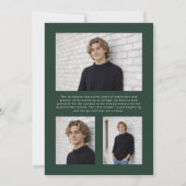 Modern Forest Green Gold Photo Graduation Einladung (Rückseite)