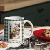 Modern Forest Green Kariert Rustikales Foto Weihna Jumbo-Tasse