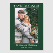 Modern Forest Green Magnetic Save the Date Magnetkarte (Vorderseite)