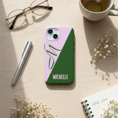Modern Forest Green & Soft Pink Two Tone Monogram Case-Mate iPhone Hülle