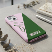 Modern Forest Green & Soft Pink Two Tone Monogram Case-Mate iPhone Hülle