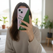 Modern Forest Green & Soft Pink Two Tone Monogram Case-Mate iPhone Hülle