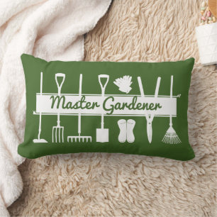 Modern Forest Green und White Master Gardener Lendenkissen