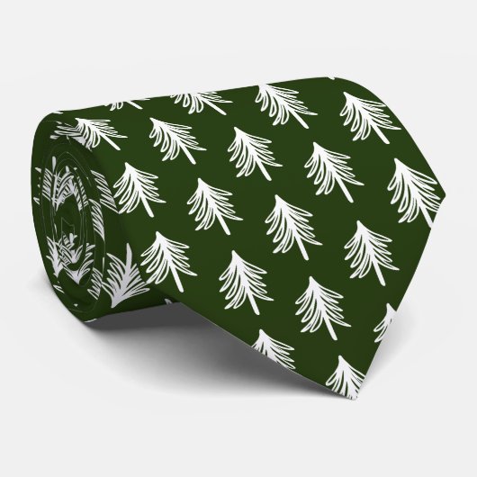Modern Forest Green Weihnachtsbaum Krawatte (Gerollt)