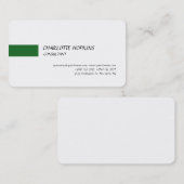 Modern Forest Green White Minimalistisch Schlicht Visitenkarte (Vorne/Hinten)
