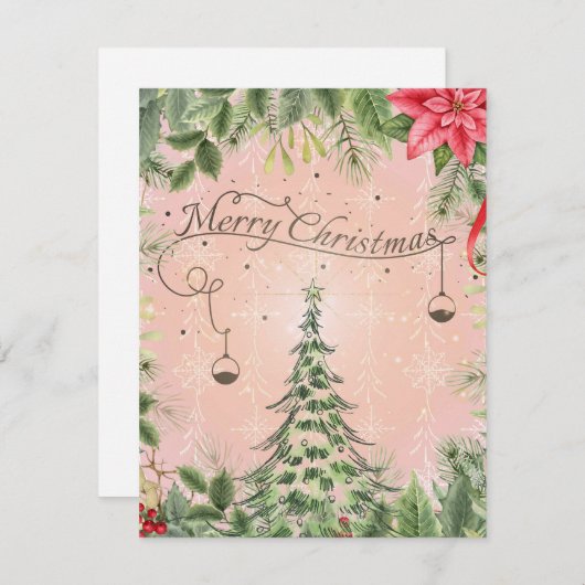 Modern Forest Greenery Frohe Weihnachten (Vorne/Hinten)