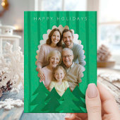 Modern Forest Holiday Photo Card Einladung
