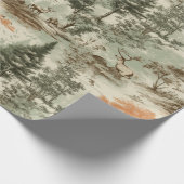 Modern Forest Junting Green Toile de Jouy Pattern Geschenkpapier (Ecke)