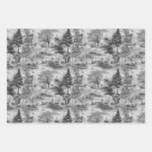 Modern Forest Junting Green Toile de Jouy Pattern Geschenkpapier Set (Vorderseite 2)