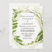 Modern Forest Leaf Wreath Greenerity Wedding Einla Einladung (Vorne/Hinten)