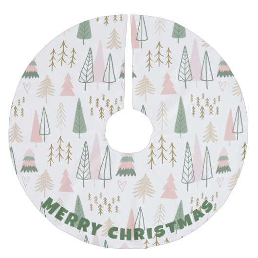 Modern Forest of Trees - Frohe Weihnachten Polyester Weihnachtsbaumdecke (Vorderseite)