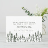Modern Forest Pine Minimalistisch Evergreen Weddin Einladung (Stehend Vorderseite)