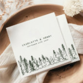Modern Forest Pine Minimalistisch Evergreen Weddin Serviette