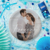 Modern Forever hat eine schöne Ring Foto Verlobung Pappteller (Party)