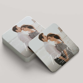 Modern Forever hat eine schöne Ring Foto Verlobung Rechteckiger Pappuntersetzer