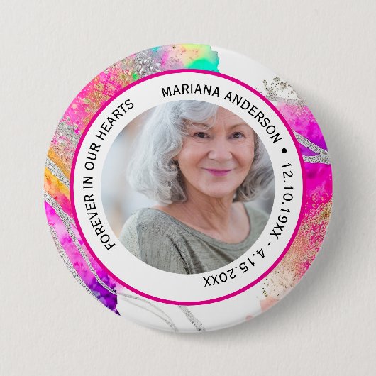 Modern Forever in Our Hearts Farbige Gedenkbutton Button (Vorderseite)
