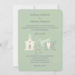Modern Forever Love Mint Grüne Hochzeit Einladung