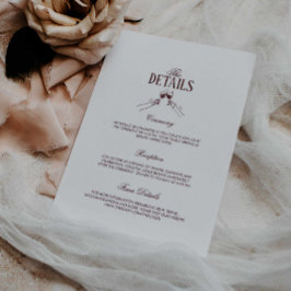 Modern Formal Burgundy Wedding Details  Begleitkarte