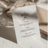 Modern Formal Burgundy Wedding Details Begleitkarte