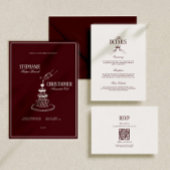 Modern Formal Burgundy Wedding Details Begleitkarte