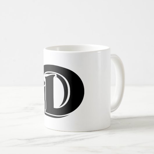 Modern formatierter Letter D Simple Monogram Kaffeetasse (VorderseiteRechts)