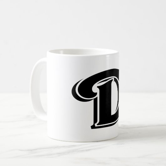 Modern formatierter Letter D Simple Monogram Kaffeetasse (Vorderseite Links)