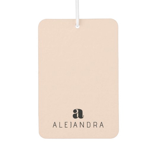 Modern formatierter, rosa Monogramm-Name Autolufterfrischer (Vorderseite)