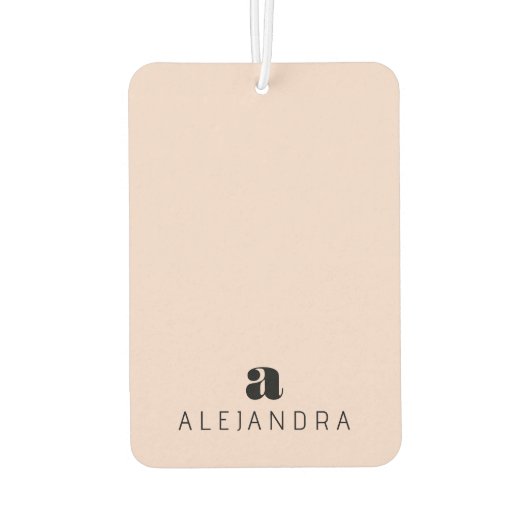 Modern formatierter, rosa Monogramm-Name Autolufterfrischer (Rückseite)