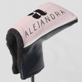 Modern formatierter, rosa Monogramm-Name Golf Headcover (3/4 Vorderseite)