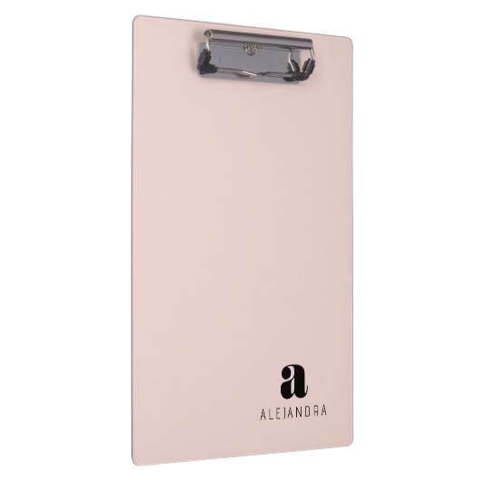 Modern formatierter, rosa Monogramm-Name Klemmbrett (Rechts)