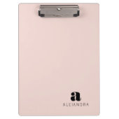 Modern formatierter, rosa Monogramm-Name Klemmbrett (Vorderseite)