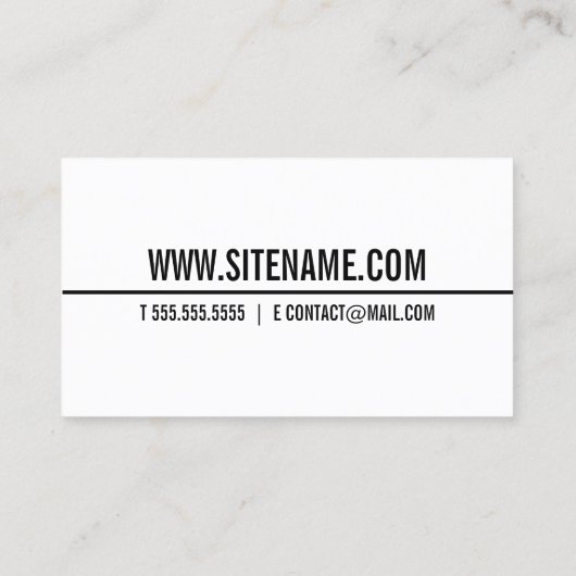 Modern formatierter Text Schwarz/Weiß Visitenkarte (Rückseite)