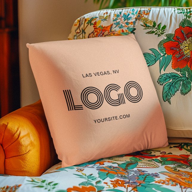 Modern formatiertes Logo Peach Kissen (Peach Modern Rectangular Logo Throw Pillow)