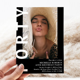 Modern FORTY Foto 40. Geburtstag Party Einladung