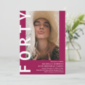 Modern FORTY Foto 40. Geburtstag Party Einladung (Stehend Vorderseite)