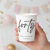 Modern Forty Script 40th Birthday Paper Cups Pappbecher