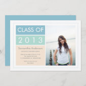 Modern Foto Abschluss Einladung - Minze/Blau (Vorne/Hinten)