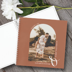 Modern Foto Arch Terracotta Hochzeitstorch Notizblock